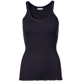 Rosemunde Rib Silke Top, Navy 